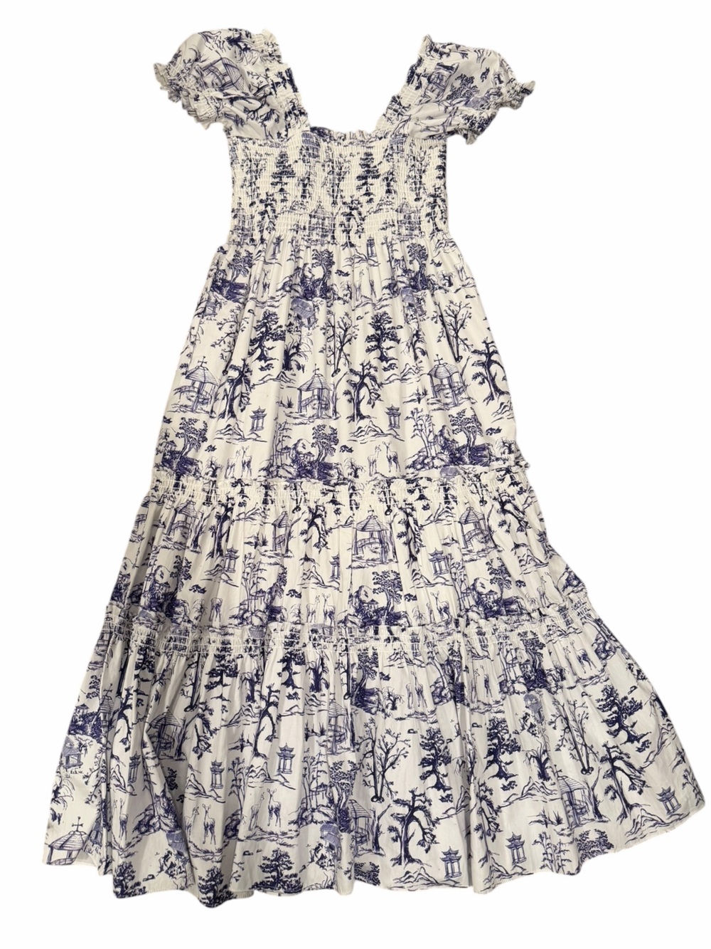 O.P.T. Daphne Blue & White Toile Midi Dress Size S NWOT $198 - Picture 3 of 7